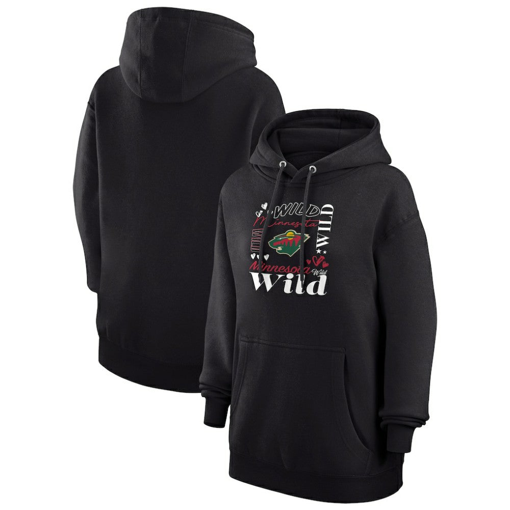 Minnesota Wild G-III 4Her by Carl Banks Women's Collage Team Graphic Tri-Blend Fleece Pullover Hoodie Black
