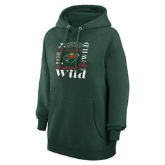 Minnesota Wild G-III 4Her by Carl Banks Women's Collage Team Graphic Tri-Blend Fleece Pullover Hoodie Olive