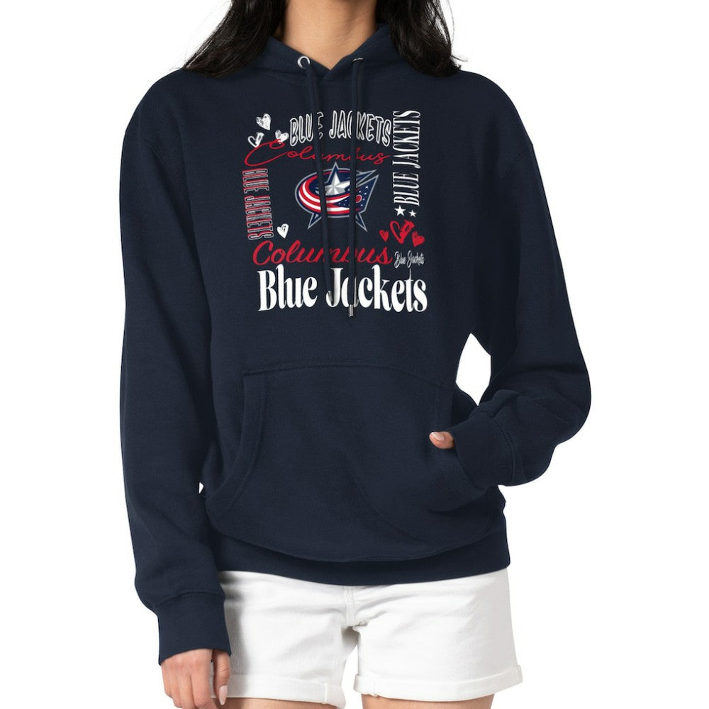 Columbus Blue Jackets G-III 4Her by Carl Banks Women's Collage Team Graphic Tri-Blend Fleece Pullover Hoodie Navy