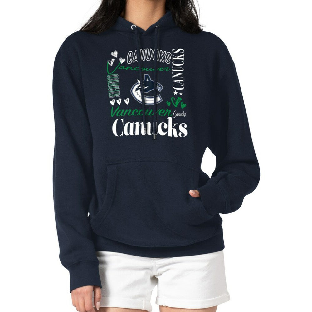 Vancouver Canucks G-III 4Her by Carl Banks Women's Collage Team Graphic Tri-Blend Fleece Pullover Hoodie Navy
