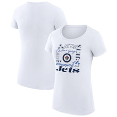 Winnipeg Jets G-III 4Her by Carl Banks Women's Super-Slim Fit Lightweight Collage Team Graphic T-Shirt White