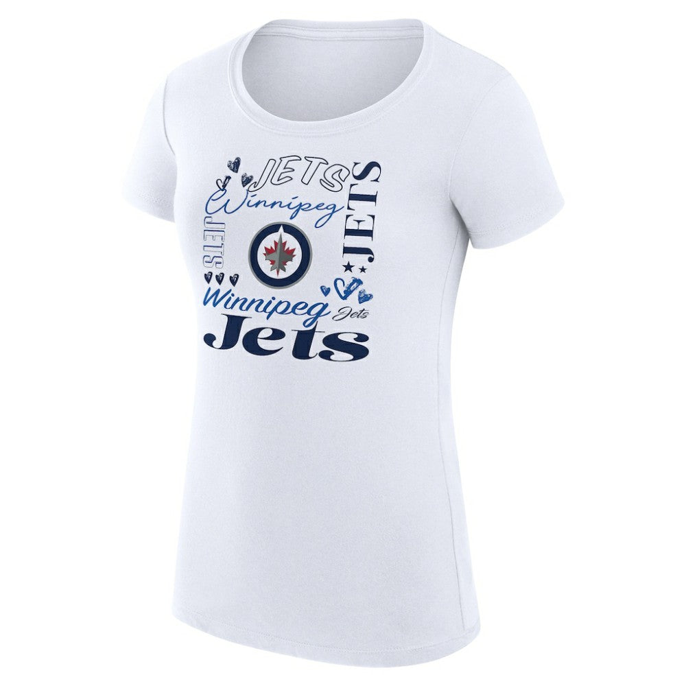 Winnipeg Jets G-III 4Her by Carl Banks Women's Super-Slim Fit Lightweight Collage Team Graphic T-Shirt White