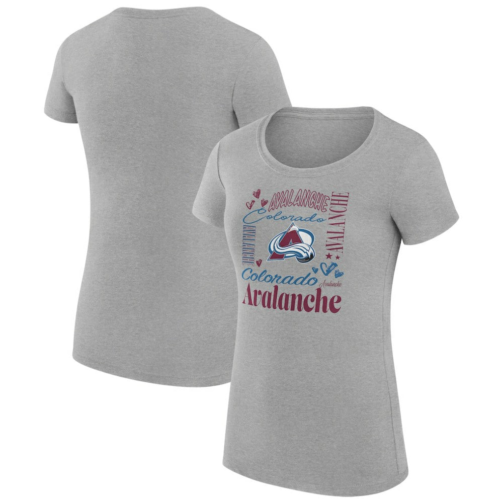 Colorado Avalanche G-III 4Her by Carl Banks Women's Super-Slim Fit Lightweight Collage Team Graphic T-Shirt Heather Gray
