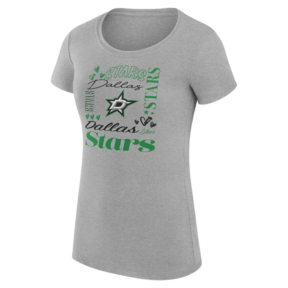 Dallas Stars G-III 4Her by Carl Banks Women's Super-Slim Fit Lightweight Collage Team Graphic T-Shirt Heather Gray