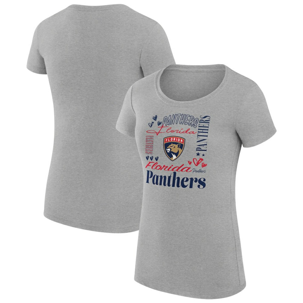 Florida Panthers G-III 4Her by Carl Banks Women's Super-Slim Fit Lightweight Collage Team Graphic T-Shirt Heather Gray
