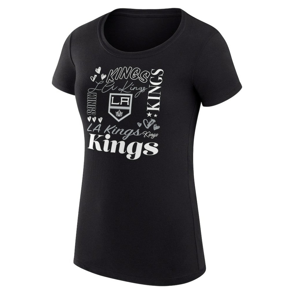 Los Angeles Kings G-III 4Her by Carl Banks Women's Super-Slim Fit Lightweight Collage Team Graphic T-Shirt Black