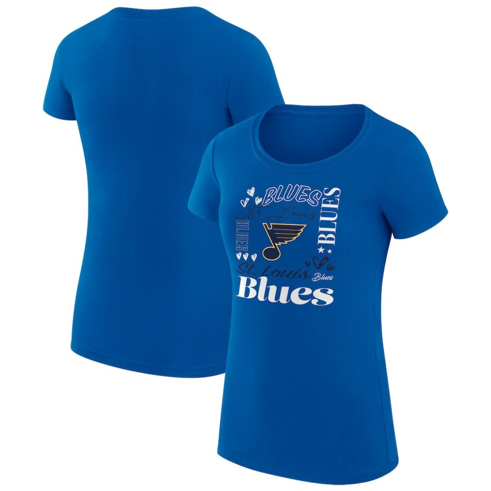 St. Louis Blues G-III 4Her by Carl Banks Women's Super-Slim Fit Lightweight Collage Team Graphic T-Shirt Blue