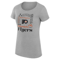 Philadelphia Flyers G-III 4Her by Carl Banks Women's Super-Slim Fit Lightweight Collage Team Graphic T-Shirt Heather Gray