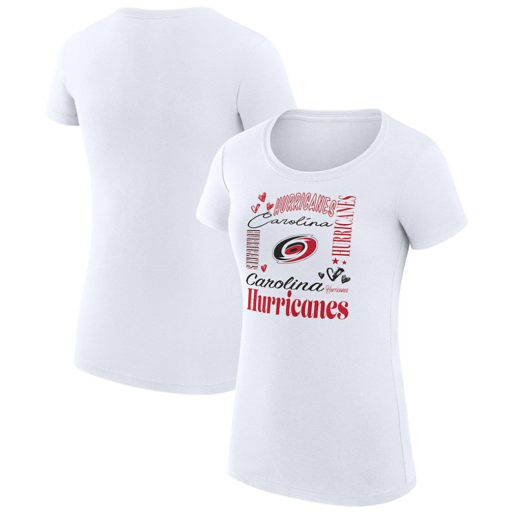 Carolina Hurricanes G-III 4Her by Carl Banks Women's Super-Slim Fit Lightweight Collage Team Graphic T-Shirt White