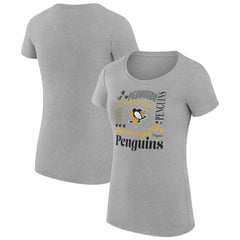 Pittsburgh Penguins G-III 4Her by Carl Banks Women's Super-Slim Fit Lightweight Collage Team Graphic T-Shirt Heather Gray