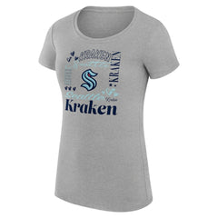 Seattle Kraken G-III 4Her by Carl Banks Women's Super-Slim Fit Lightweight Collage Team Graphic T-Shirt Heather Gray