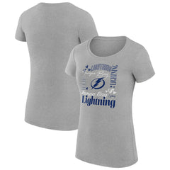 Tampa Bay Lightning G-III 4Her by Carl Banks Women's Super-Slim Fit Lightweight Collage Team Graphic T-Shirt Heather Gray