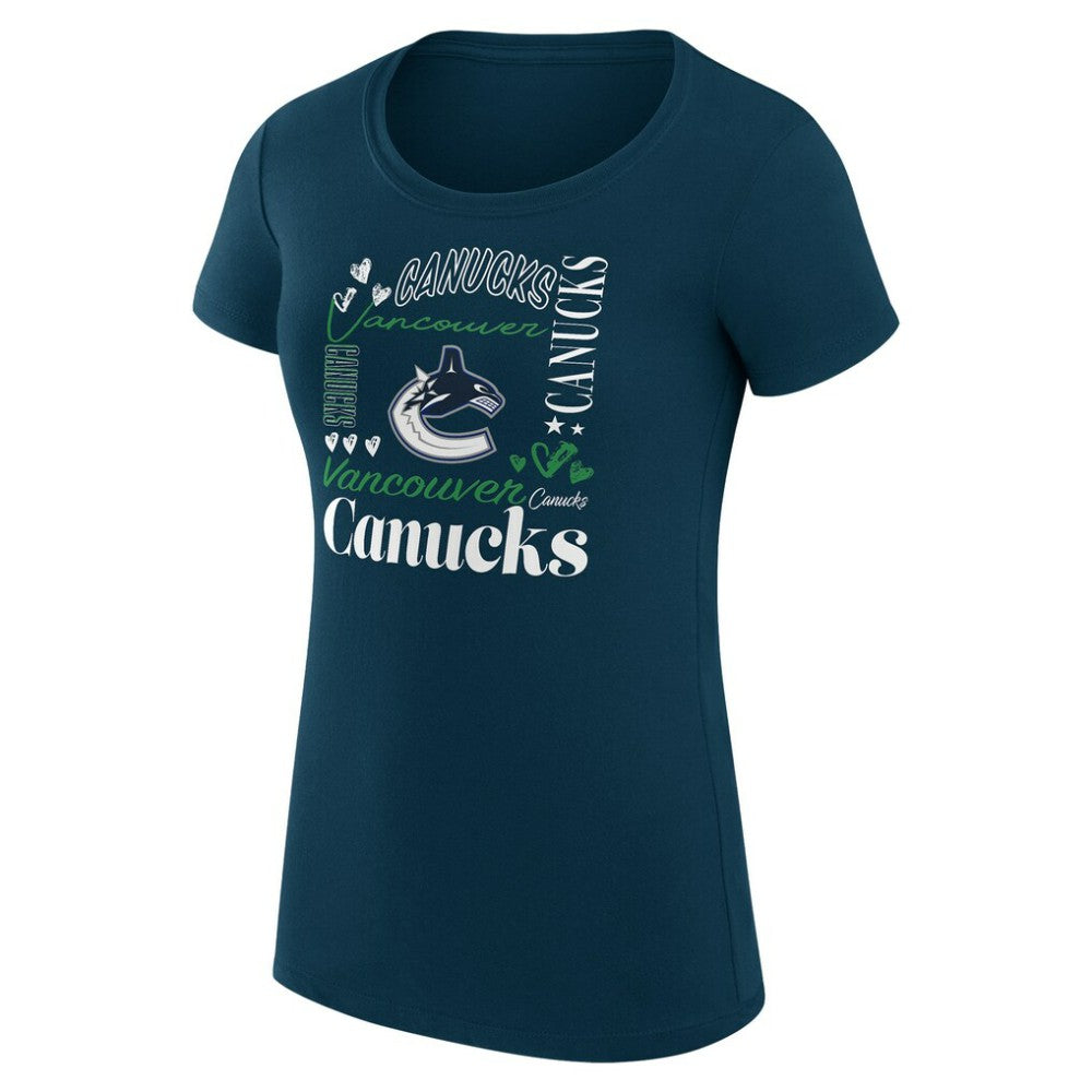 Vancouver Canucks G-III 4Her by Carl Banks Women's Super-Slim Fit Lightweight Collage Team Graphic T-Shirt Navy
