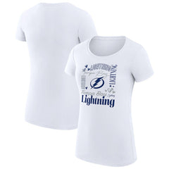 Tampa Bay Lightning G-III 4Her by Carl Banks Women's Super-Slim Fit Lightweight Collage Team Graphic T-Shirt White