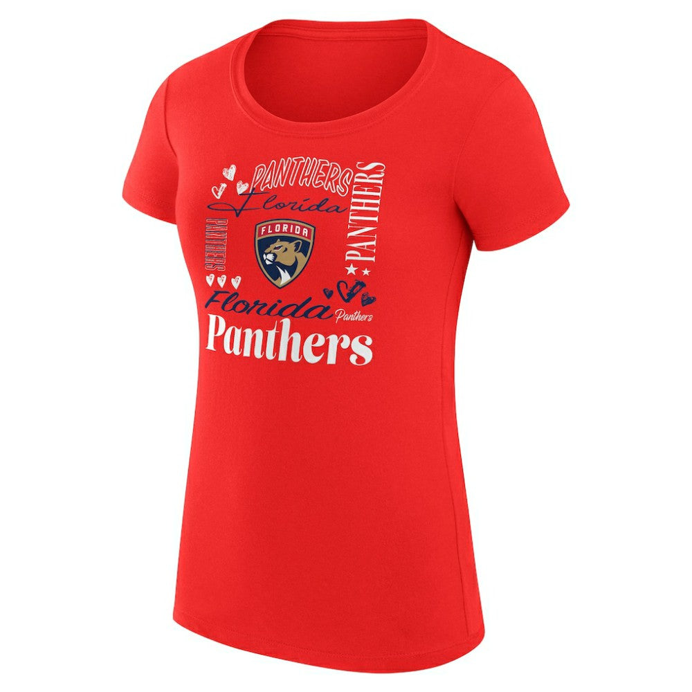 Florida Panthers G-III 4Her by Carl Banks Women's Super-Slim Fit Lightweight Collage Team Graphic T-Shirt Red