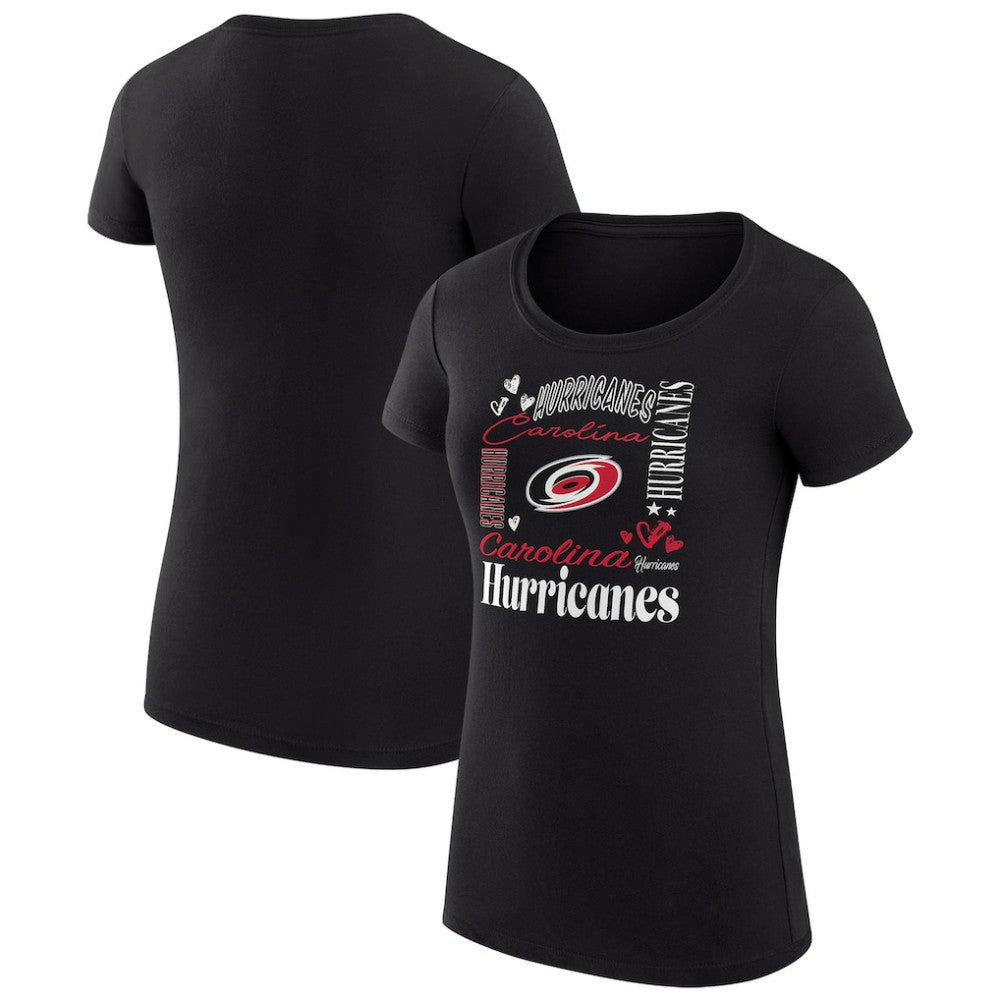 Carolina Hurricanes G-III 4Her by Carl Banks Women's Super-Slim Fit Lightweight Collage Team Graphic T-Shirt Black