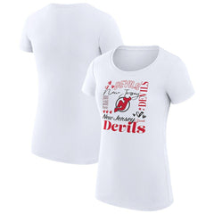 New Jersey Devils G-III 4Her by Carl Banks Women's Super-Slim Fit Lightweight Collage Team Graphic T-Shirt White