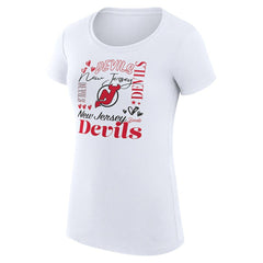 New Jersey Devils G-III 4Her by Carl Banks Women's Super-Slim Fit Lightweight Collage Team Graphic T-Shirt White
