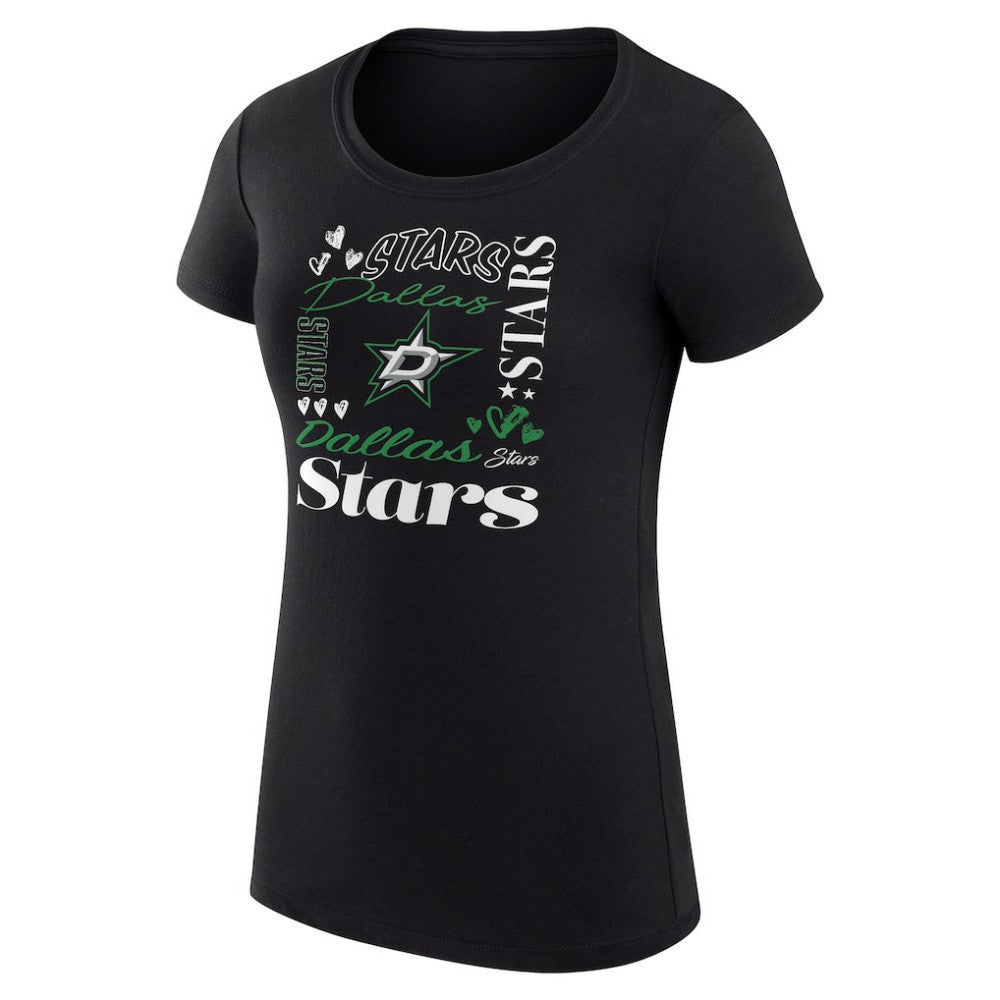 Dallas Stars G-III 4Her by Carl Banks Women's Super-Slim Fit Lightweight Collage Team Graphic T-Shirt Black
