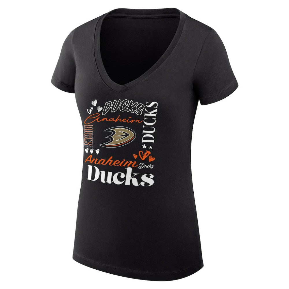 Anaheim Ducks G-III 4Her by Carl Banks Women's Super-Slim Fit Lightweight Collage Team Graphic T-Shirt Black