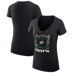 Dallas Stars G-III 4Her by Carl Banks Women's Super-Slim Fit Lightweight Collage Team Graphic T-Shirt Black