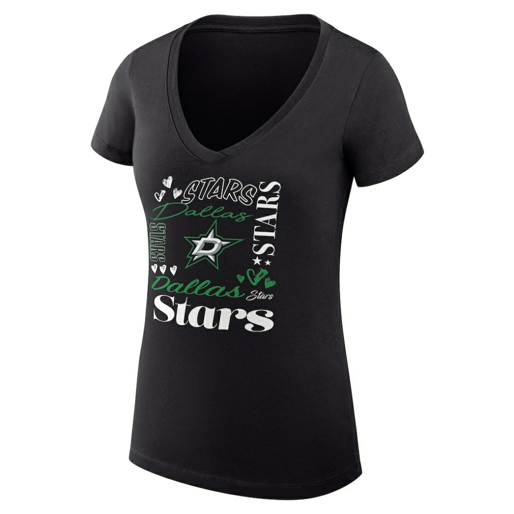 Dallas Stars G-III 4Her by Carl Banks Women's Super-Slim Fit Lightweight Collage Team Graphic T-Shirt Black