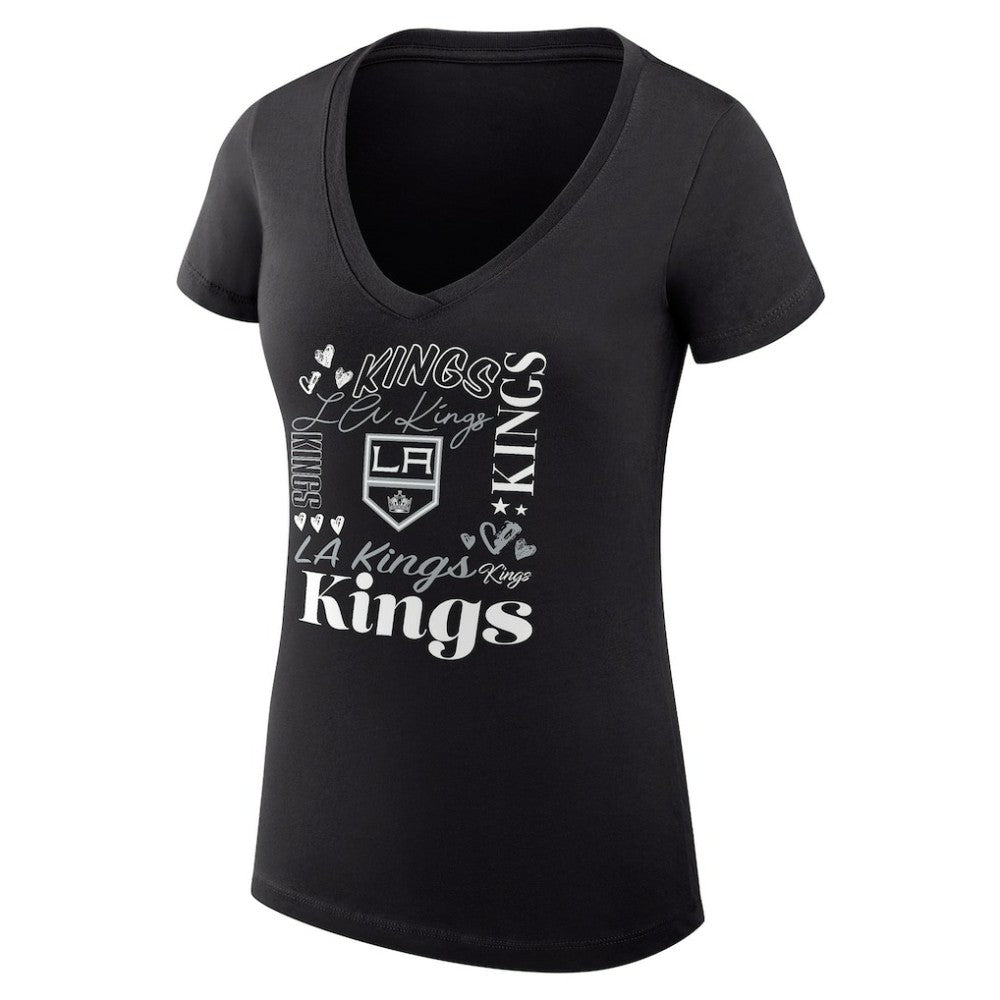 Los Angeles Kings G-III 4Her by Carl Banks Women's Super-Slim Fit Lightweight Collage Team Graphic T-Shirt Black