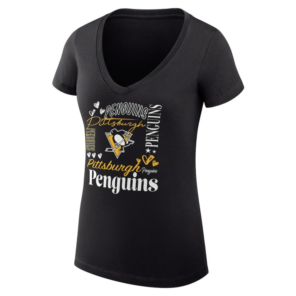 Pittsburgh Penguins G-III 4Her by Carl Banks Women's Super-Slim Fit Lightweight Collage Team Graphic T-Shirt Black