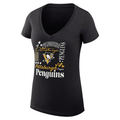 Pittsburgh Penguins G-III 4Her by Carl Banks Women's Super-Slim Fit Lightweight Collage Team Graphic T-Shirt Black