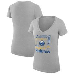 Buffalo Sabres G-III 4Her by Carl Banks Women's Super-Slim Fit Lightweight Collage Team Graphic T-Shirt Heather Gray