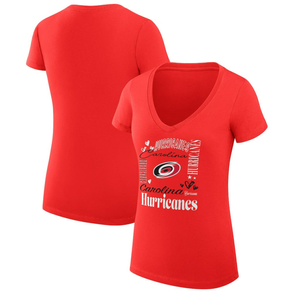 Carolina Hurricanes G-III 4Her by Carl Banks Women's Super-Slim Fit Lightweight Collage Team Graphic T-Shirt Red