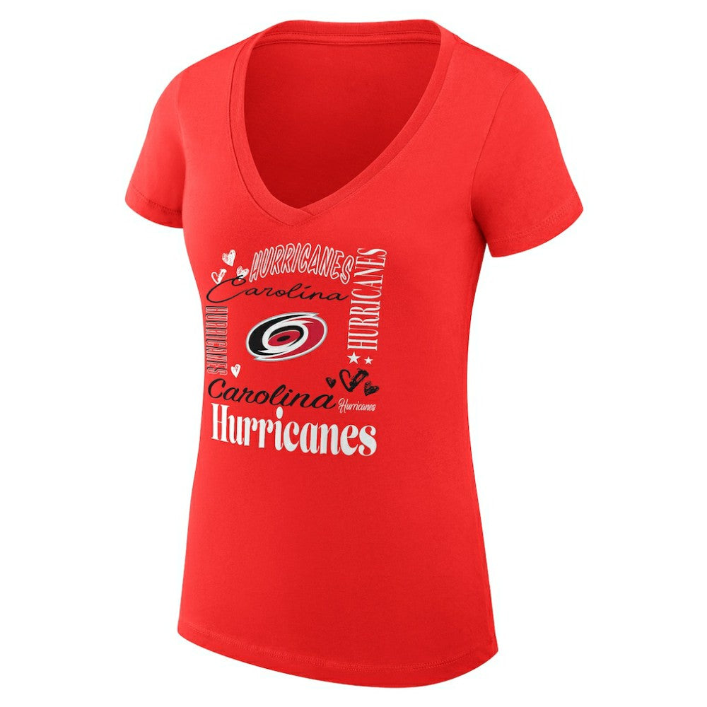 Carolina Hurricanes G-III 4Her by Carl Banks Women's Super-Slim Fit Lightweight Collage Team Graphic T-Shirt Red