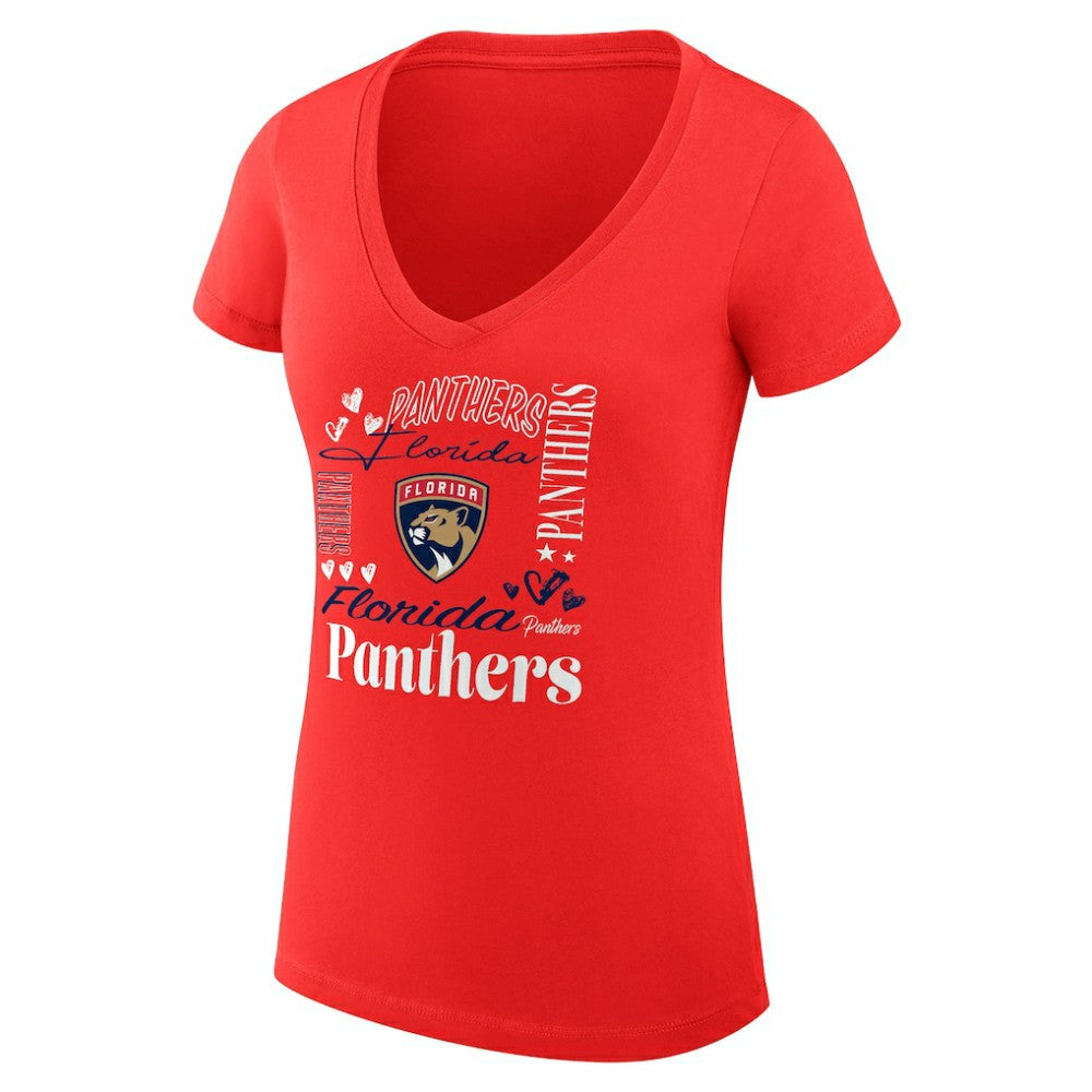 Florida Panthers G-III 4Her by Carl Banks Women's Super-Slim Fit Lightweight Collage Team Graphic T-Shirt Red