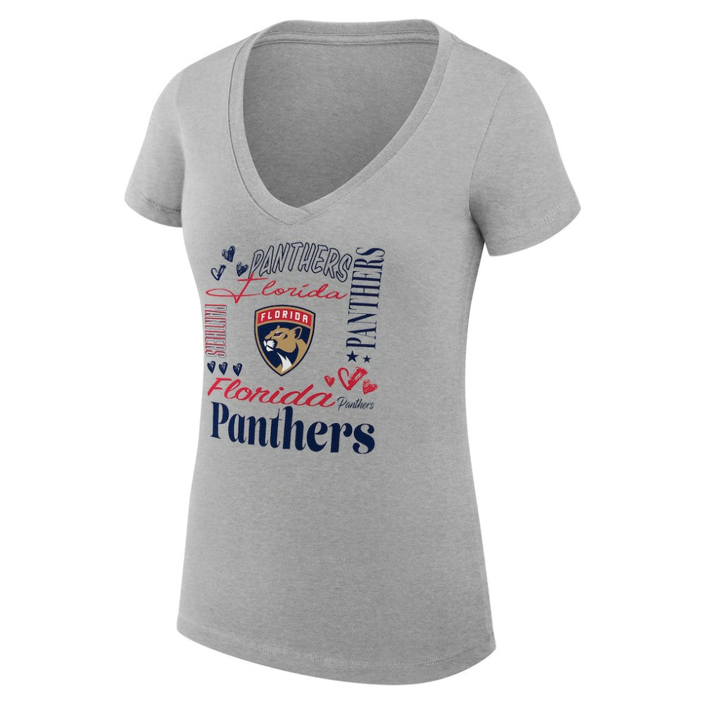 Florida Panthers G-III 4Her by Carl Banks Women's Super-Slim Fit Lightweight Collage Team Graphic T-Shirt Heather Gray