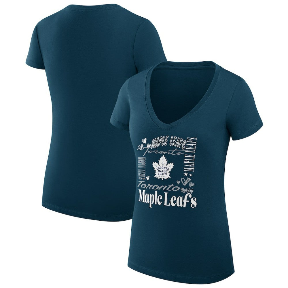 Toronto Maple Leafs G-III 4Her by Carl Banks Women's Super-Slim Fit Lightweight Collage Team Graphic T-Shirt Blue