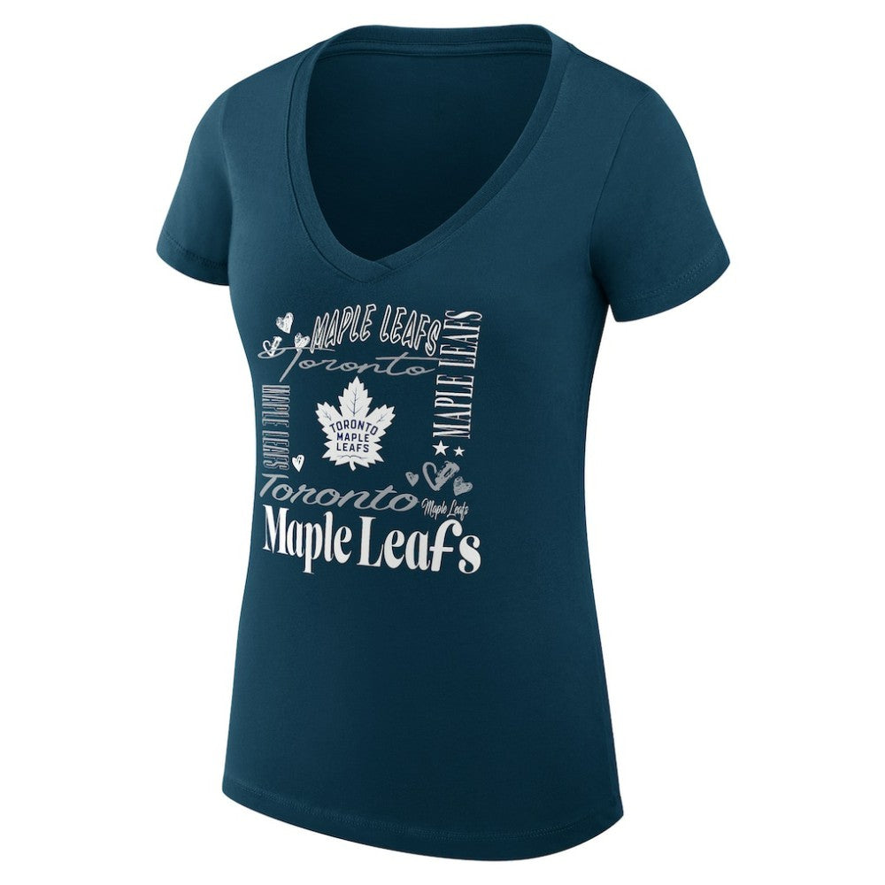 Toronto Maple Leafs G-III 4Her by Carl Banks Women's Super-Slim Fit Lightweight Collage Team Graphic T-Shirt Blue