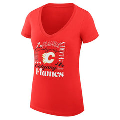 Calgary Flames G-III 4Her by Carl Banks Women's Super-Slim Fit Lightweight Collage Team Graphic T-Shirt Red