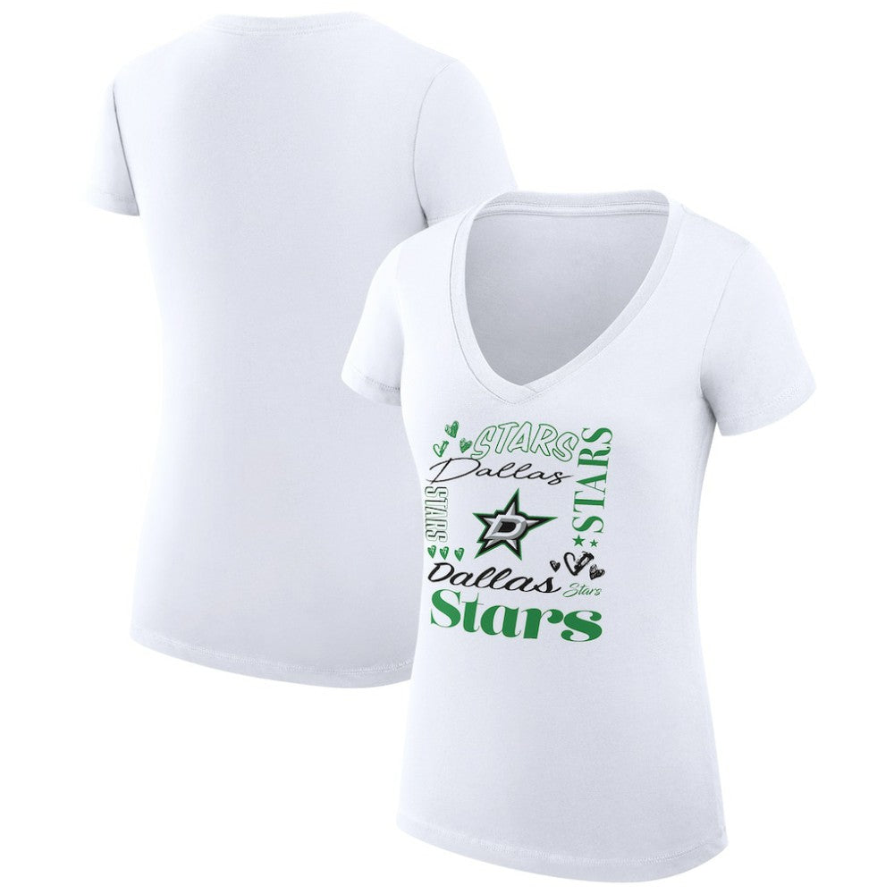 Dallas Stars G-III 4Her by Carl Banks Women's Super-Slim Fit Lightweight Collage Team Graphic T-Shirt White