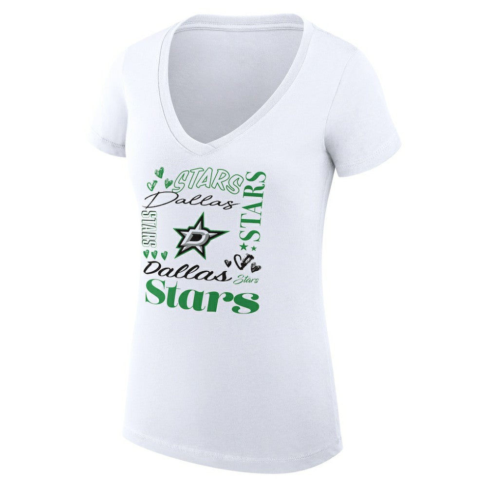 Dallas Stars G-III 4Her by Carl Banks Women's Super-Slim Fit Lightweight Collage Team Graphic T-Shirt White