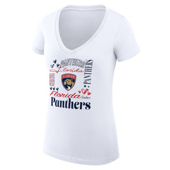 Florida Panthers G-III 4Her by Carl Banks Women's Super-Slim Fit Lightweight Collage Team Graphic T-Shirt White