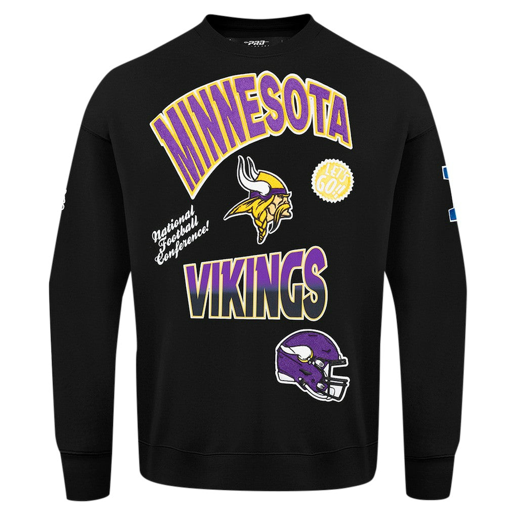 Minnesota Vikings Pro Standard Turn It Up Drop Shoulder Pullover Sweatshirt - Black for sale
