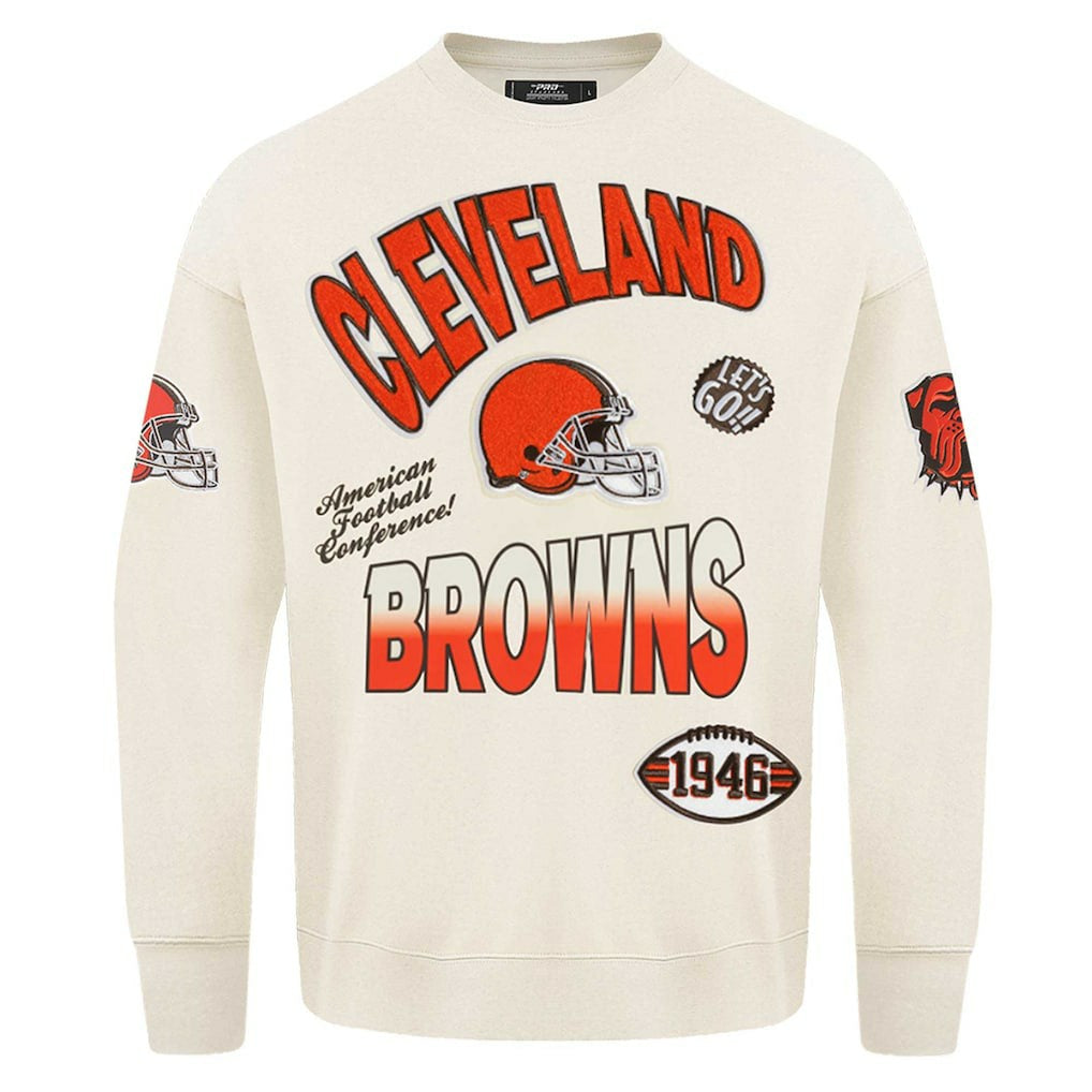 Cleveland Browns Pro Standard Turn It Up Pullover Sweatshirt - Cream cheap