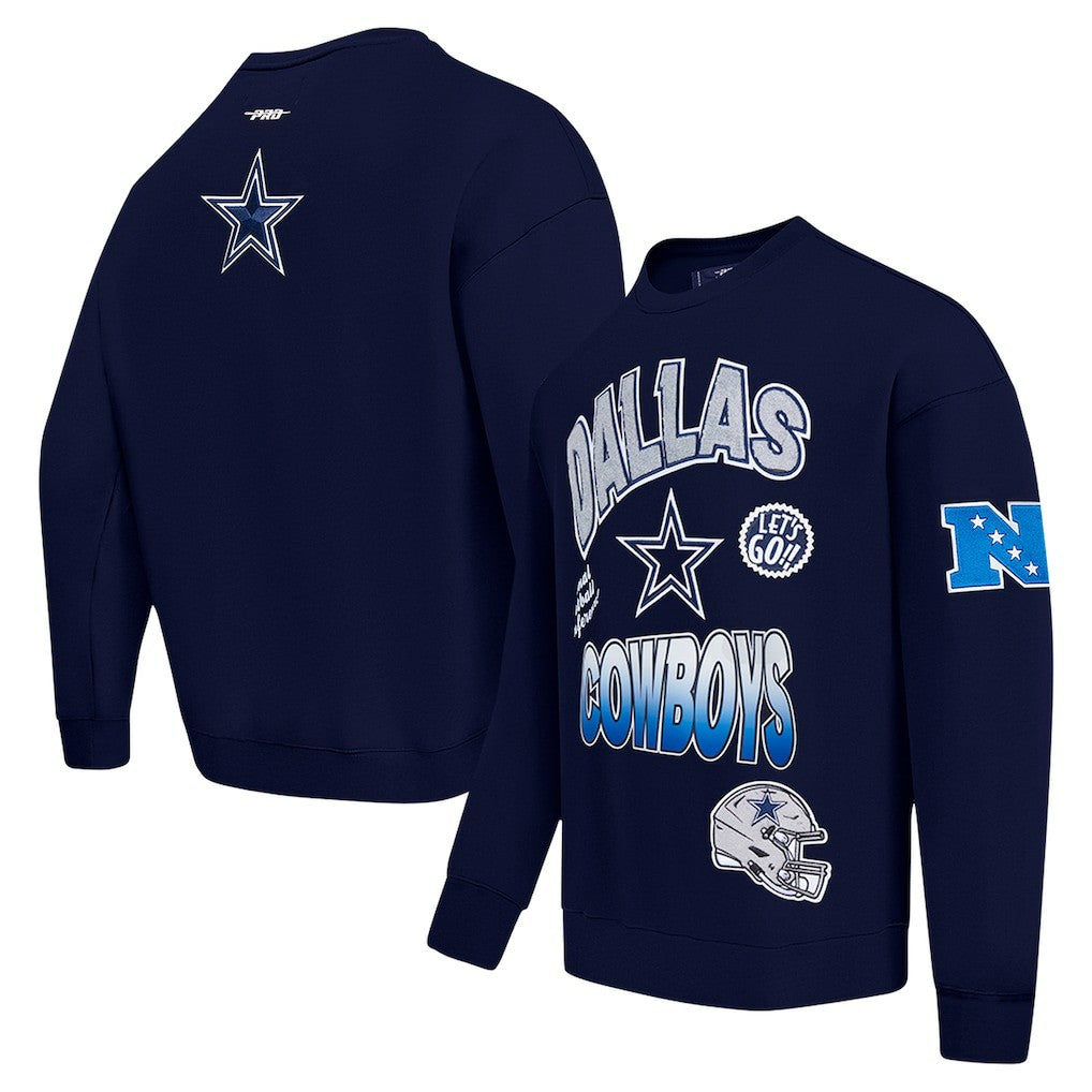 Dallas Cowboys Pro Standard Turn It Up Drop Shoulder Pullover Sweatshirt - Navy outlet