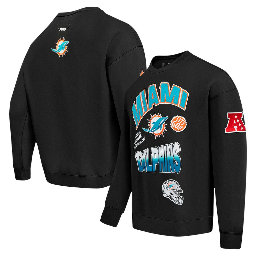 Miami Dolphins Pro Standard Turn It Up Drop Shoulder Pullover Sweatshirt - Black discount
