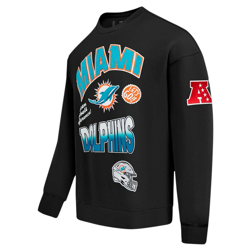 Miami Dolphins Pro Standard Turn It Up Drop Shoulder Pullover Sweatshirt - Black discount