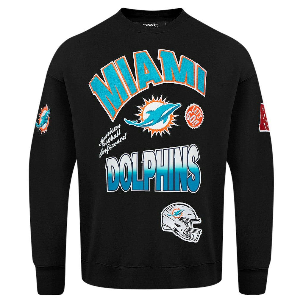Miami Dolphins Pro Standard Turn It Up Drop Shoulder Pullover Sweatshirt - Black discount
