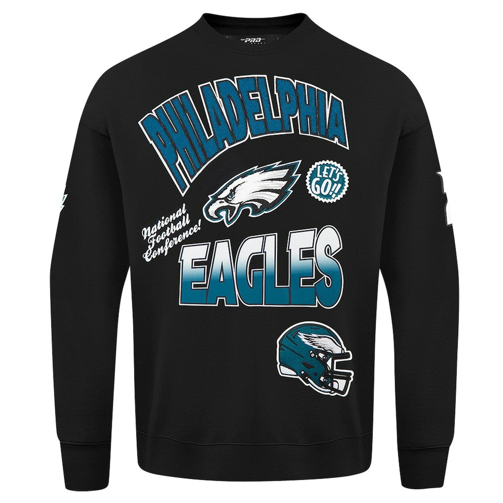 Philadelphia Eagles Pro Standard Turn It Up Drop Shoulder Pullover Sweatshirt - Black for sale