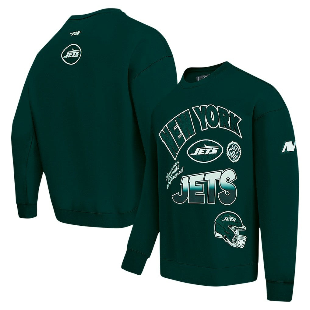 New York Jets Pro Standard Turn It Up Drop Shoulder Pullover Sweatshirt - Green sale