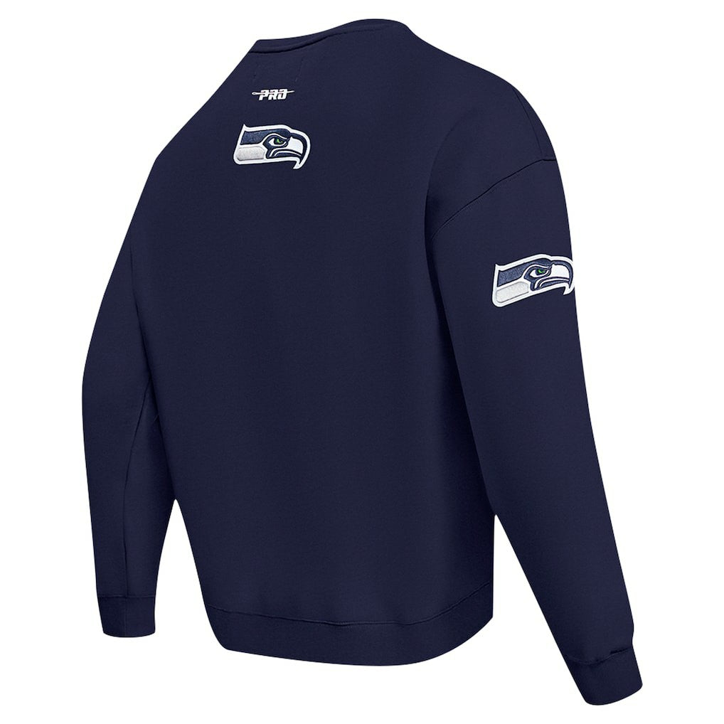 Seattle Seahawks Pro Standard Turn It Up Drop Shoulder Pullover Sweatshirt - College Navy online