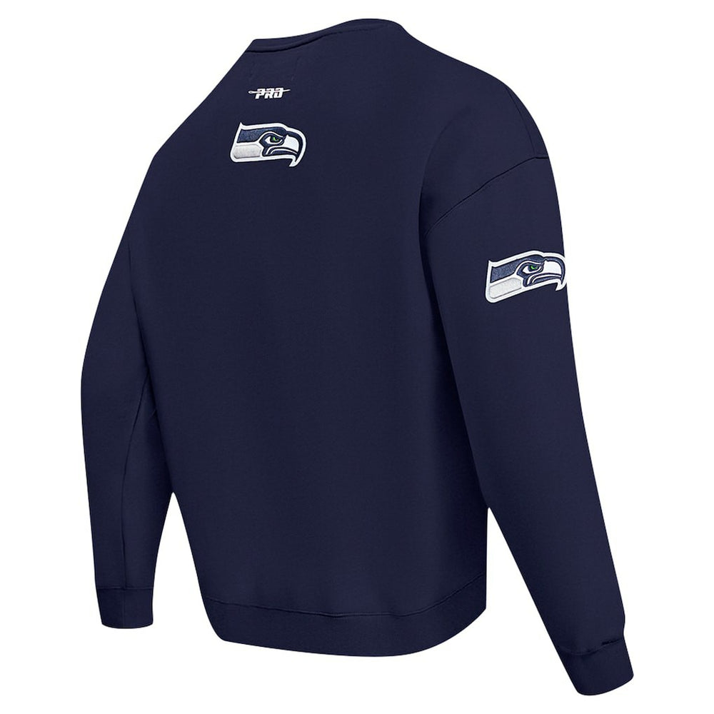 Seattle Seahawks Pro Standard Turn It Up Drop Shoulder Pullover Sweatshirt - College Navy online